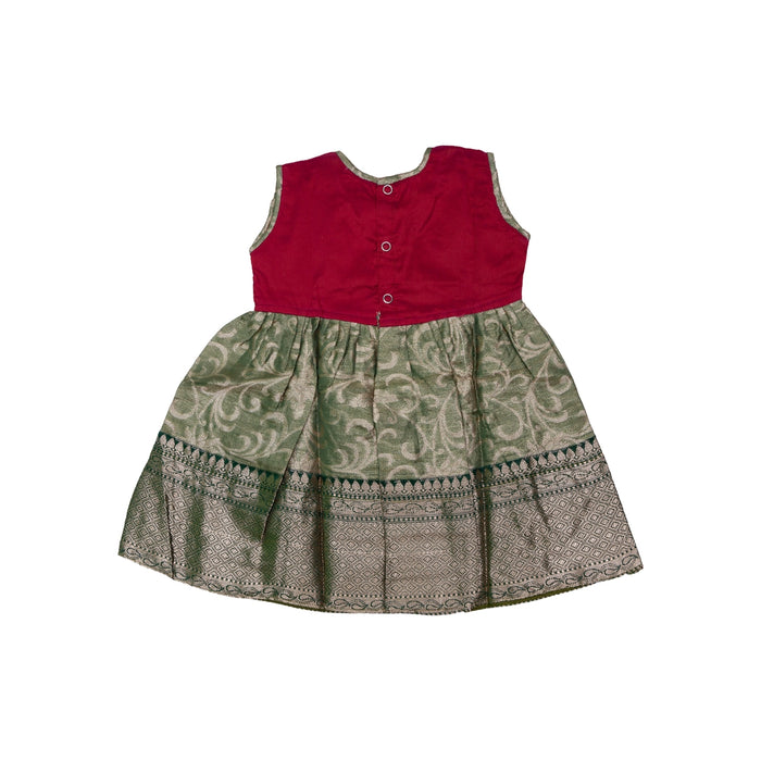 Pattu Frock Dress - Size 6 Month | Readymade Dress/ Varanasi Gown Dress For Baby Girls/ Assorted Colour&Design