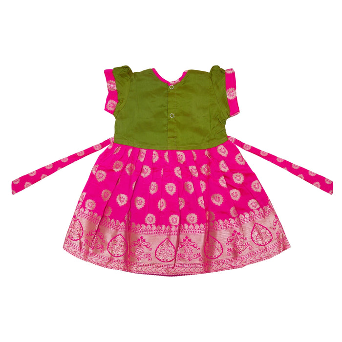 Pattu Frock Dress - Size 6 Month | Readymade Dress/ Varanasi Gown Dress For Baby Girls/ Assorted Colour&Design