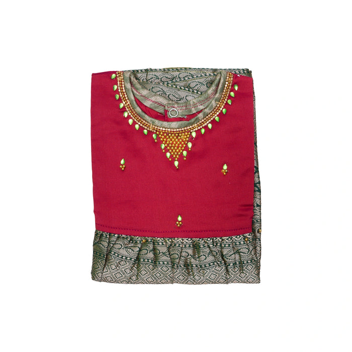 Pattu Frock Dress - Size 6 Month | Readymade Dress/ Varanasi Gown Dress For Baby Girls/ Assorted Colour&Design