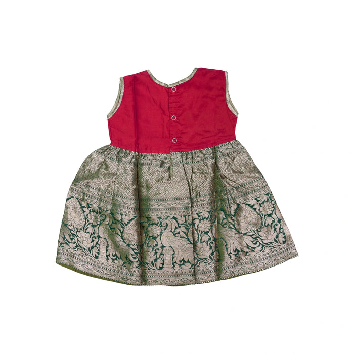 Pattu Frock Dress - Size 6 Month | Readymade Dress/ Varanasi Gown Dress For Baby Girls/ Assorted Colour&Design