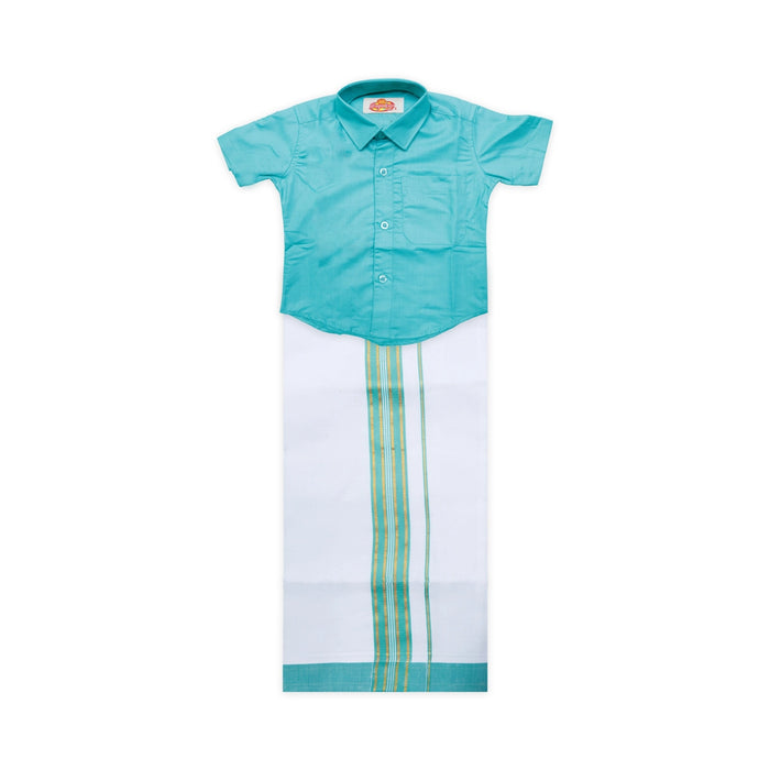 Veshti Shirt Pair | Size 7 - 8/ Traditional Dress/ Velcro Dhoti Shirt For Boys Festival Wear/ Assorted Colour