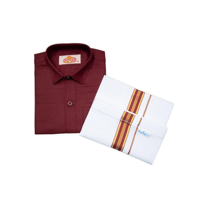 Veshti Shirt Pair | Size 7 - 8/ Traditional Dress/ Velcro Dhoti Shirt For Boys Festival Wear/ Assorted Colour