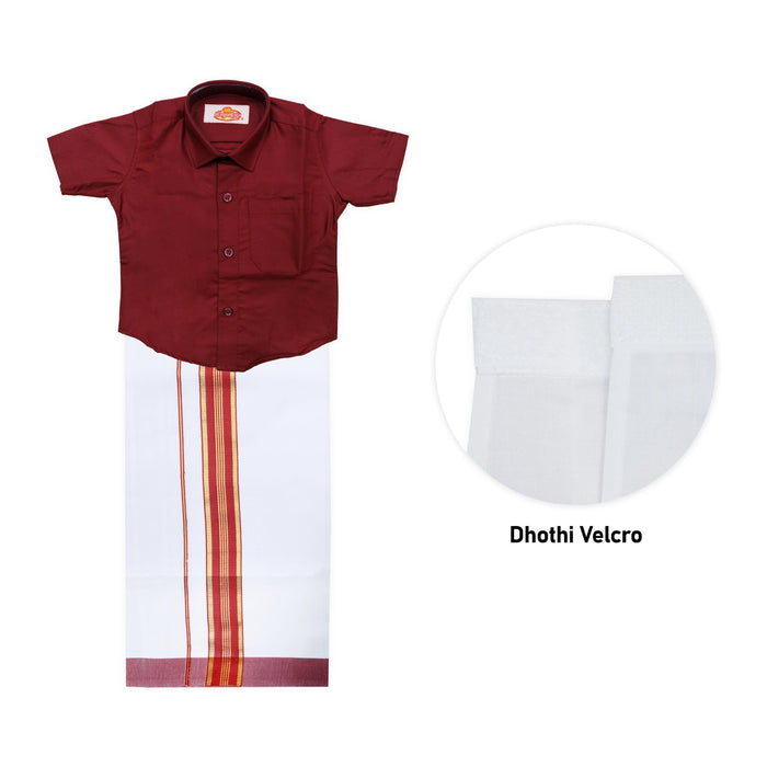 Veshti Shirt Pair | Size 7 - 8/ Traditional Dress/ Velcro Dhoti Shirt For Boys Festival Wear/ Assorted Colour