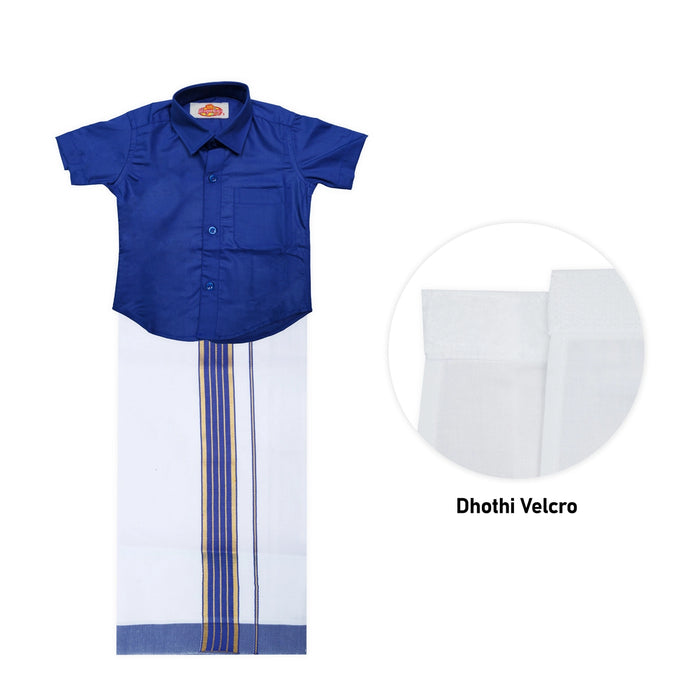 Veshti Shirt Pair | Size 7 - 8/ Traditional Dress/ Velcro Dhoti Shirt For Boys Festival Wear/ Assorted Colour