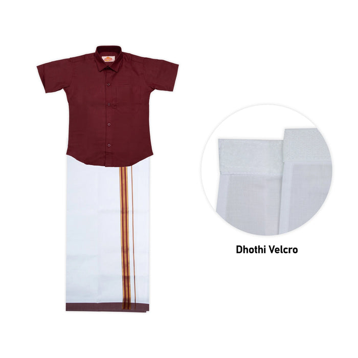 Veshti Shirt Pair | Size 1 - 2/ Traditional Dress/ Velcro Dhoti Shirt For Boys Festival Wear/ Assorted Colour
