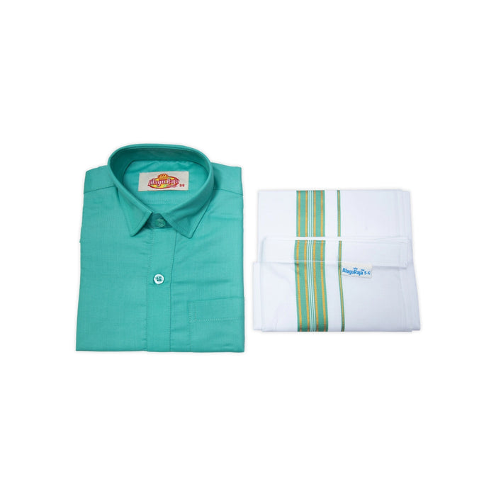 Veshti Shirt Pair | Size 1 - 2/ Traditional Dress/ Velcro Dhoti Shirt For Boys Festival Wear/ Assorted Colour