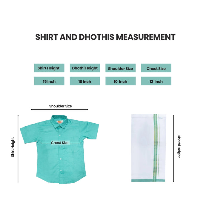 Veshti Shirt Pair | Size 1 - 2/ Traditional Dress/ Velcro Dhoti Shirt For Boys Festival Wear/ Assorted Colour