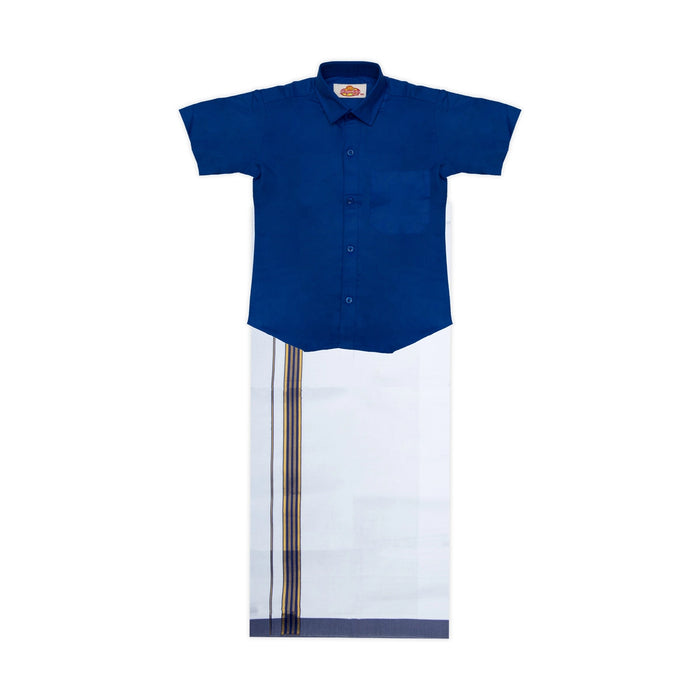 Veshti Shirt Pair | Size 1 - 2/ Traditional Dress/ Velcro Dhoti Shirt For Boys Festival Wear/ Assorted Colour