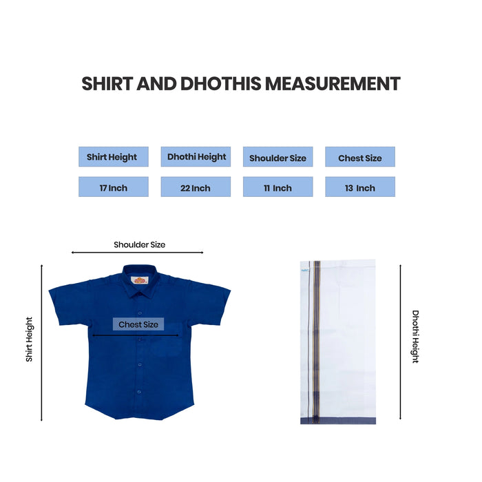 Veshti Shirt Pair | Size 3 - 4/ Traditional Dress/ Velcro Dhoti Shirt For Boys Festival Wear/ Assorted Colour