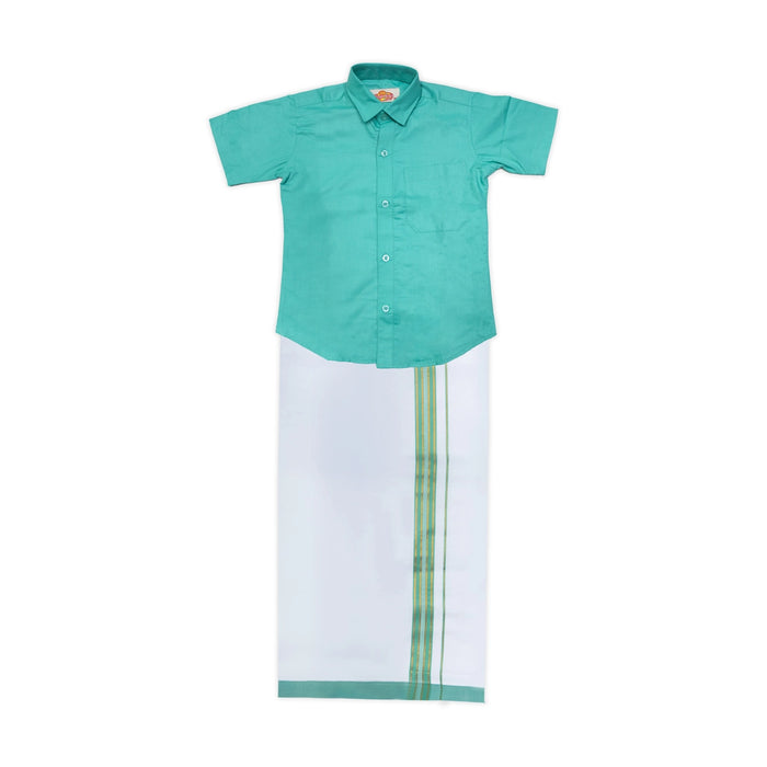 Veshti Shirt Pair | Size 3 - 4/ Traditional Dress/ Velcro Dhoti Shirt For Boys Festival Wear/ Assorted Colour