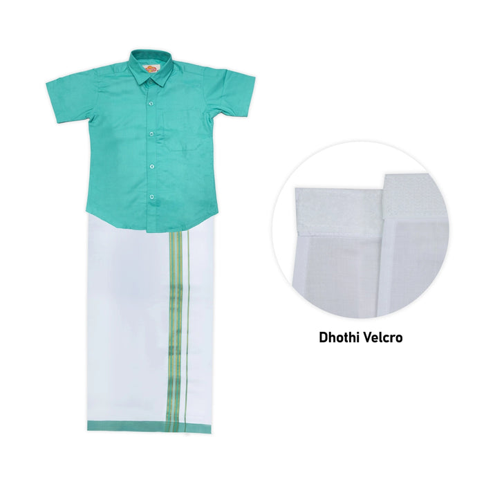 Veshti Shirt Pair | Size 3 - 4/ Traditional Dress/ Velcro Dhoti Shirt For Boys Festival Wear/ Assorted Colour