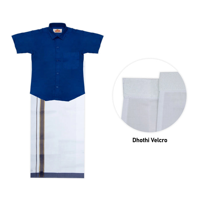 Veshti Shirt Pair | Size 3 - 4/ Traditional Dress/ Velcro Dhoti Shirt For Boys Festival Wear/ Assorted Colour