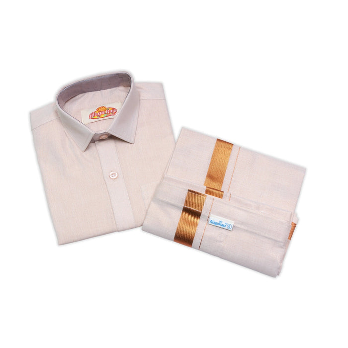 Veshti Shirt Pair | Size 9-10/ Tamil Traditional Dress/ Dhoti Shirt/ Velcro Vesti Shirt For Boys Festival Wear