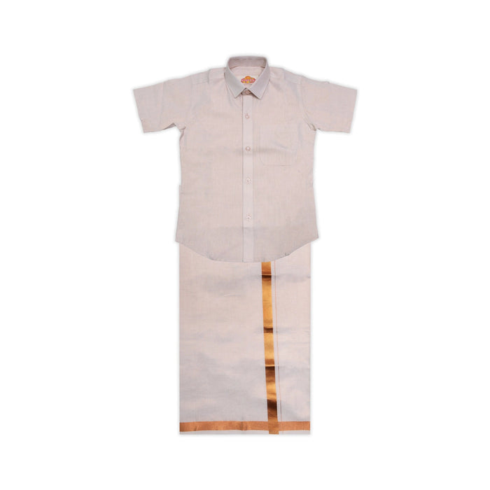 Veshti Shirt Pair | Size 9-10/ Tamil Traditional Dress/ Dhoti Shirt/ Velcro Vesti Shirt For Boys Festival Wear