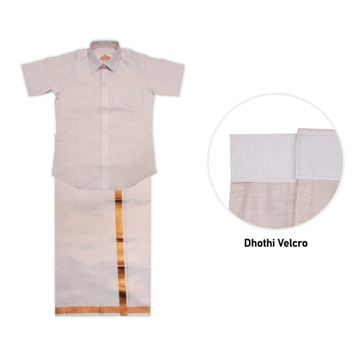 Veshti Shirt Pair | Size 9-10/ Tamil Traditional Dress/ Dhoti Shirt/ Velcro Vesti Shirt For Boys Festival Wear