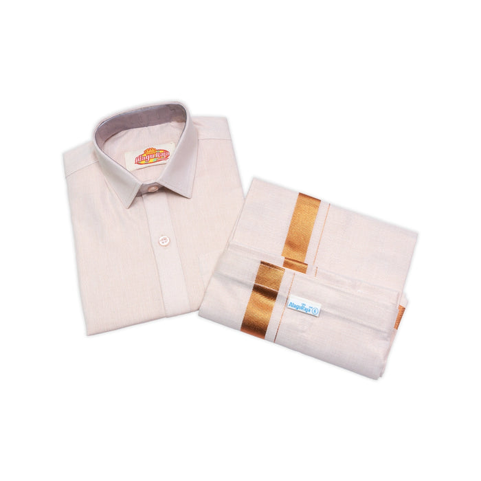 Veshti Shirt Pair | Size 11-12/ Tamil Traditional Dress/ Velcro Vesti Shirt/ Dhoti Shirt For Boys Festival Wear