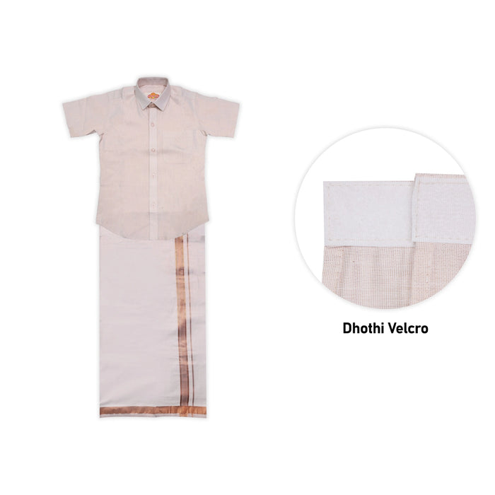 Veshti Shirt Pair | Size 11-12/ Tamil Traditional Dress/ Velcro Vesti Shirt/ Dhoti Shirt For Boys Festival Wear