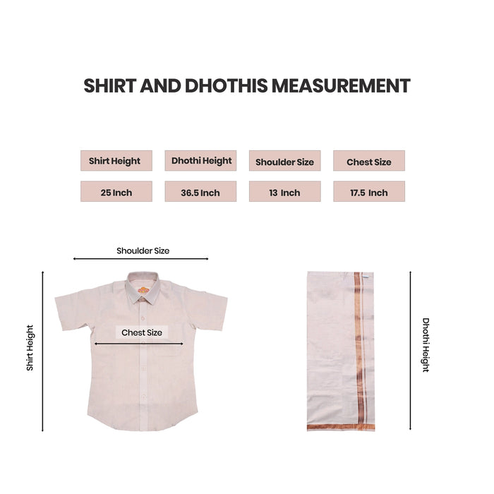 Veshti Shirt Pair | Size 11-12/ Tamil Traditional Dress/ Velcro Vesti Shirt/ Dhoti Shirt For Boys Festival Wear