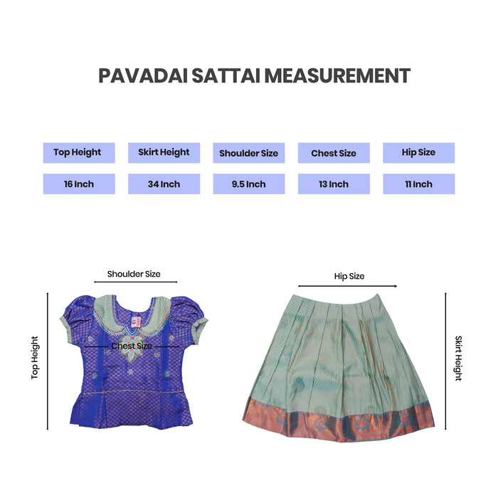 Pattu Pavadai Sattai Pair | Size 22 - 24/ Skirt And Top/ Traditional Dress For Baby Girls/ Assorted Colour