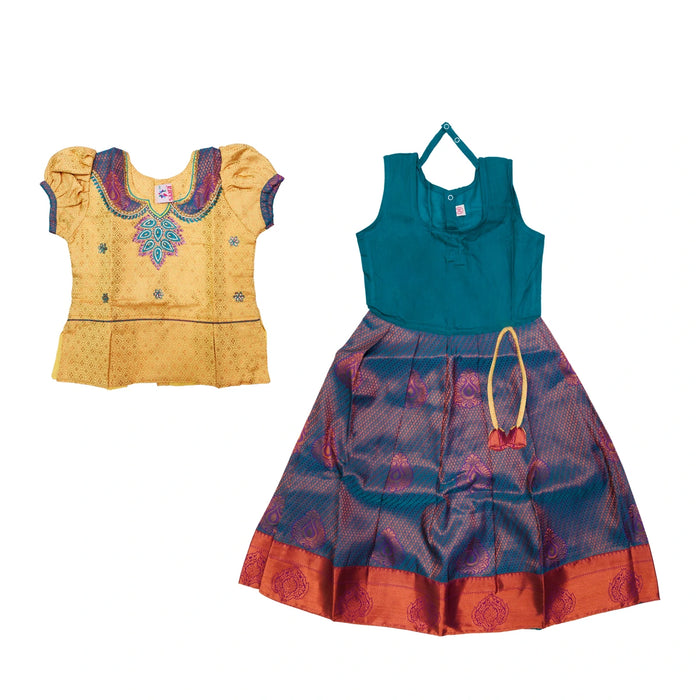 Pattu Pavadai Sattai Pair | Size 22 - 24/ Skirt And Top/ Traditional Dress For Baby Girls/ Assorted Colour