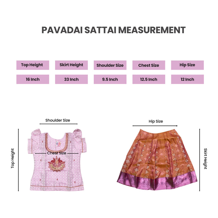 Pattu Pavadai Sattai Pair | Size 22 - 24/ Traditional Dress/ Skirt And Top For Baby Girls/ Assorted Colour