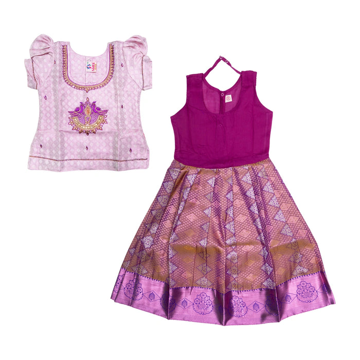 Pattu Pavadai Sattai Pair | Size 22 - 24/ Traditional Dress/ Skirt And Top For Baby Girls/ Assorted Colour