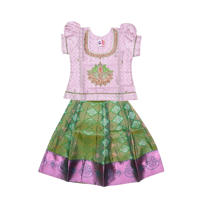 Pattu Pavadai Sattai Pair | Size 22 - 24/ Traditional Dress/ Skirt And Top For Baby Girls/ Assorted Colour