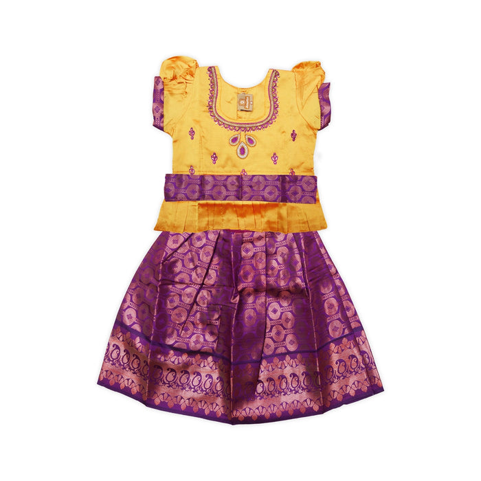 Pattu Pavadai Sattai Pair | Size 16 - 18/ Traditional Dress/ Skirt And Top For Baby Girls/ Assorted Colour