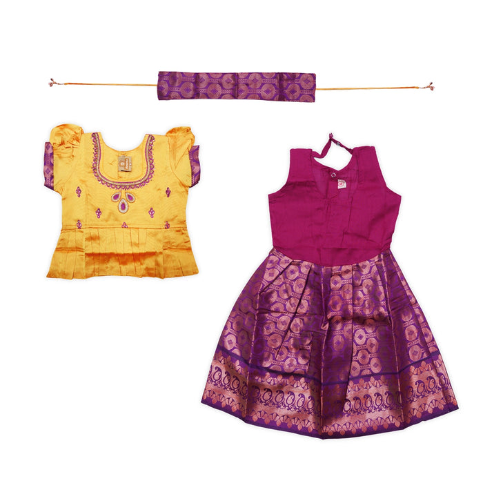 Pattu Pavadai Sattai Pair | Size 16 - 18/ Traditional Dress/ Skirt And Top For Baby Girls/ Assorted Colour