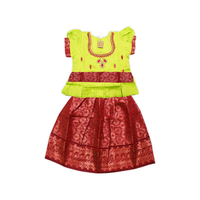 Pattu Pavadai Sattai Pair | Size 16 - 18/ Traditional Dress/ Skirt And Top For Baby Girls/ Assorted Colour