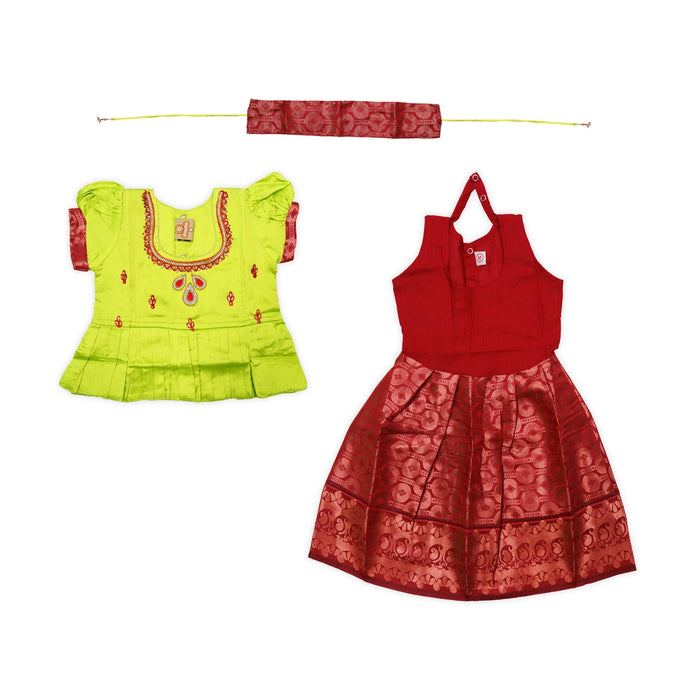 Pattu Pavadai Sattai Pair | Size 16 - 18/ Traditional Dress/ Skirt And Top For Baby Girls/ Assorted Colour