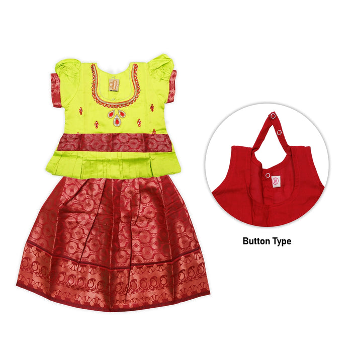 Pattu Pavadai Sattai Pair | Size 16 - 18/ Traditional Dress/ Skirt And Top For Baby Girls/ Assorted Colour