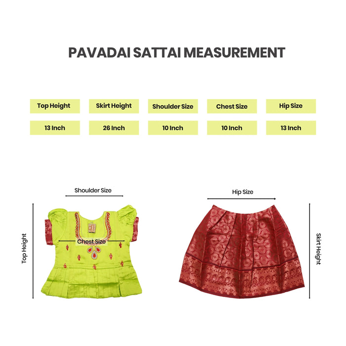 Pattu Pavadai Sattai Pair | Size 16 - 18/ Traditional Dress/ Skirt And Top For Baby Girls/ Assorted Colour