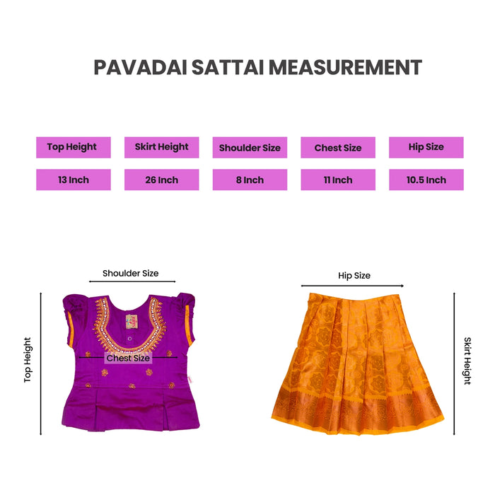 Pattu Pavadai Sattai- Size 16-18 | Skirt And Top/Pattu Lehenga/South Indian Dress For Functions/ Assorted Colour