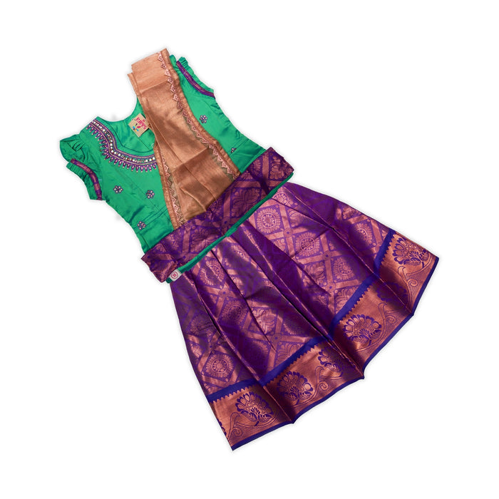 Pattu Pavadai Sattai- Size 16-18 | Skirt And Top/Pattu Lehenga/South Indian Dress For Functions/ Assorted Colour