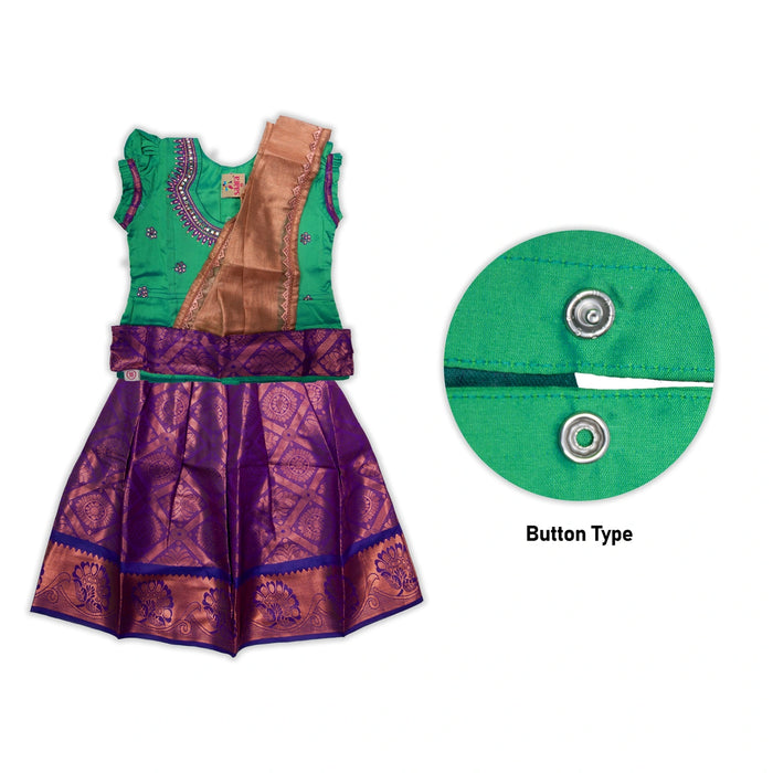 Pattu Pavadai Sattai- Size 16-18 | Skirt And Top/Pattu Lehenga/South Indian Dress For Functions/ Assorted Colour