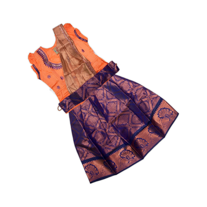 Pattu Pavadai Sattai- Size 16-18 | Skirt And Top/Pattu Lehenga/South Indian Dress For Functions/ Assorted Colour