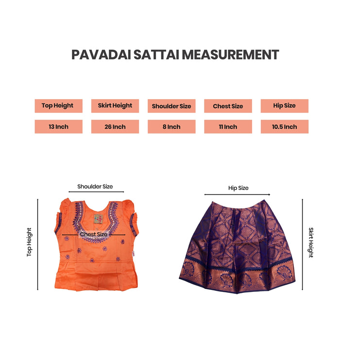 Pattu Pavadai Sattai- Size 16-18 | Skirt And Top/Pattu Lehenga/South Indian Dress For Functions/ Assorted Colour