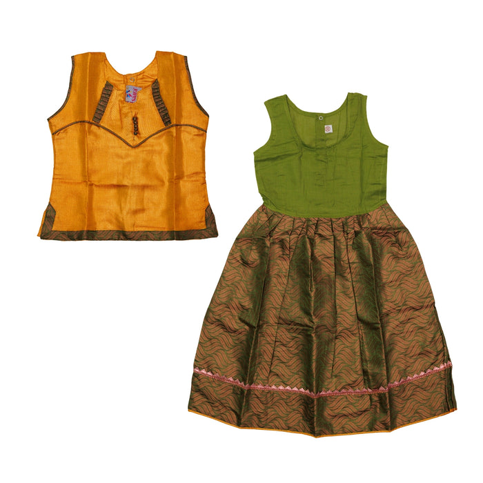 Pattu Pavadai Sattai Pair | Size 22 - 24/ Traditional Dress/ Skirt And Top For Baby Girls/ Assorted Colour