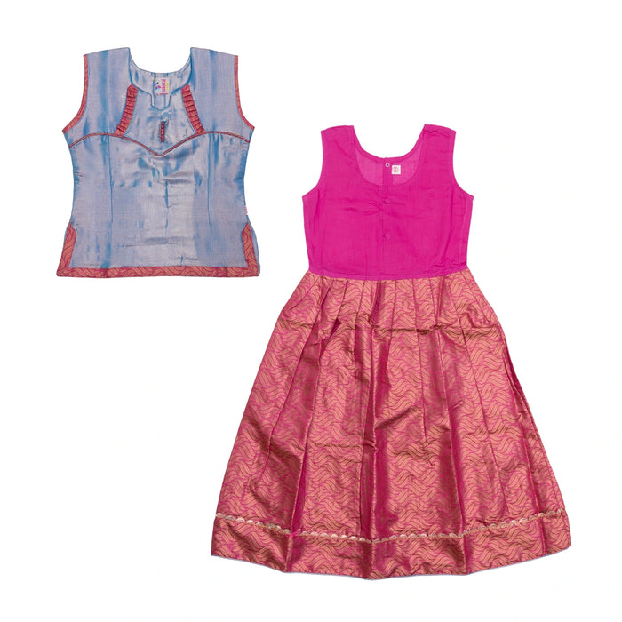 Pattu Pavadai Sattai Pair | Size 26 - 28/ Traditional Dress/ Skirt And Top For Baby Girls/ Assorted Colour