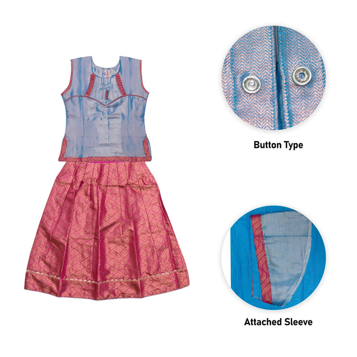Pattu Pavadai Sattai Pair | Size 26 - 28/ Traditional Dress/ Skirt And Top For Baby Girls/ Assorted Colour