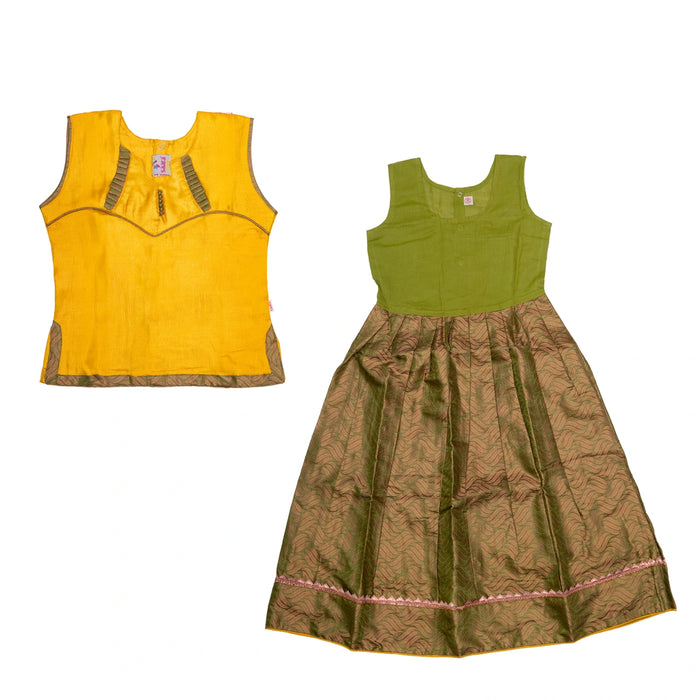 Pattu Pavadai Sattai Pair | Size 26 - 28/ Traditional Dress/ Skirt And Top For Baby Girls/ Assorted Colour