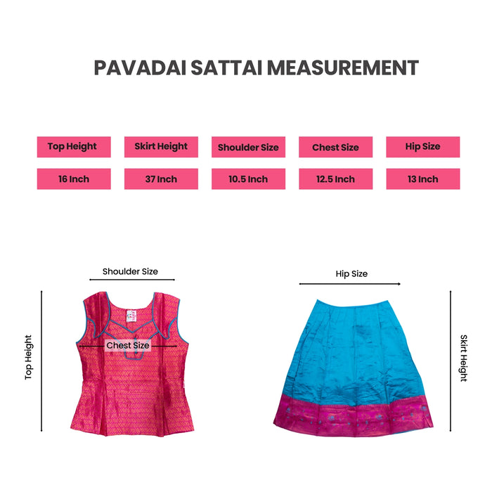 Pattu Pavadai Sattai Pair | Size 26-28/ Traditional Dress/ Skirt And Top For Baby Girls/ Assorted Colour