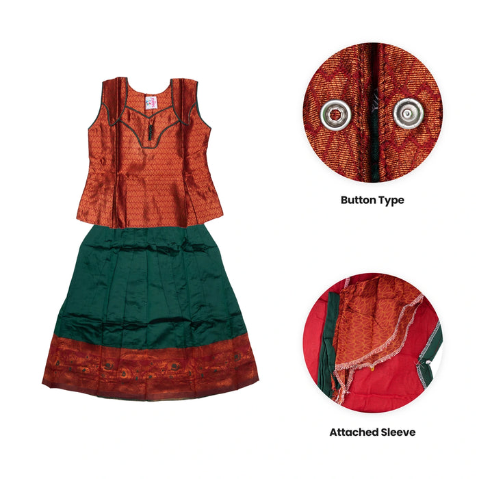 Pattu Pavadai Sattai Pair | Size 26-28/ Traditional Dress/ Skirt And Top For Baby Girls/ Assorted Colour
