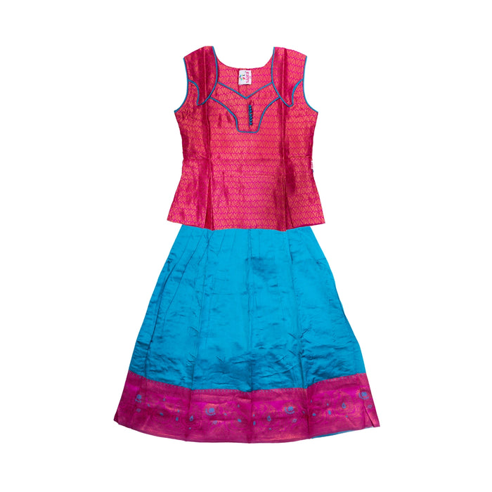 Pattu Pavadai Sattai Pair | Size 26-28/ Traditional Dress/ Skirt And Top For Baby Girls/ Assorted Colour