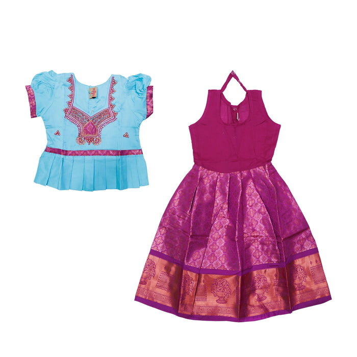 Pattu Pavadai Sattai Pair | Size 20/ Traditional Dress/ Skirt And Top For Baby Girls/ Assorted Colour
