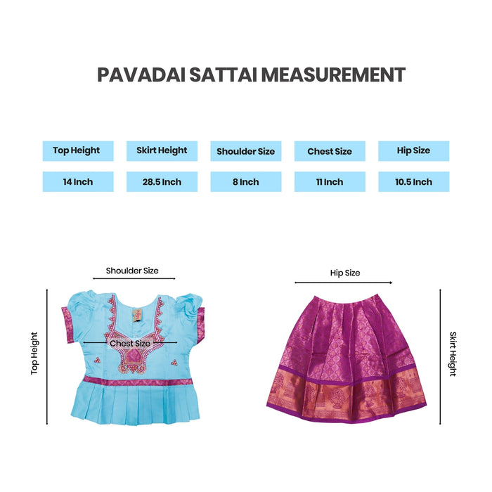 Pattu Pavadai Sattai Pair | Size 20/ Traditional Dress/ Skirt And Top For Baby Girls/ Assorted Colour