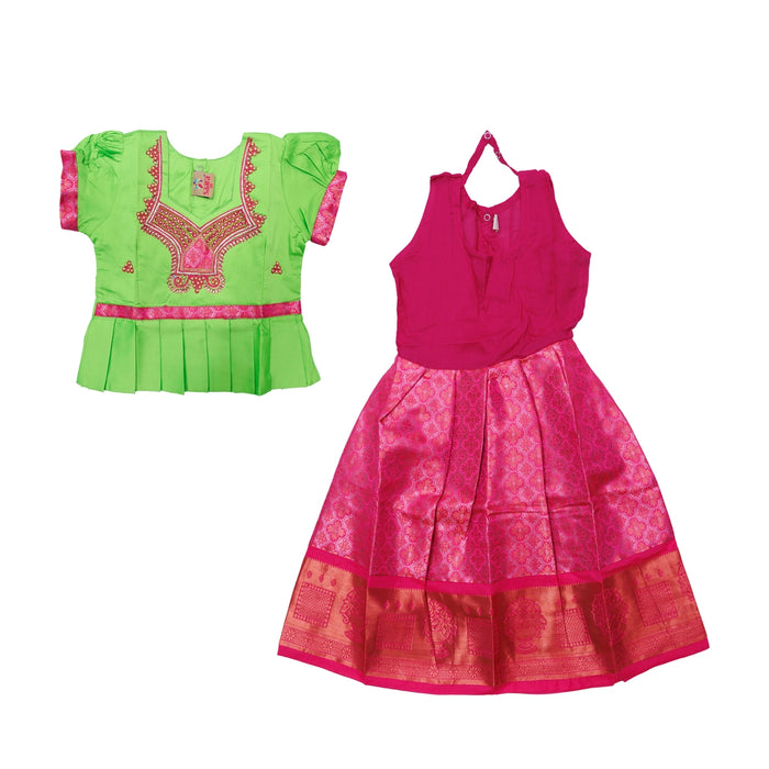 Pattu Pavadai Sattai Pair | Size 20/ Traditional Dress/ Skirt And Top For Baby Girls/ Assorted Colour