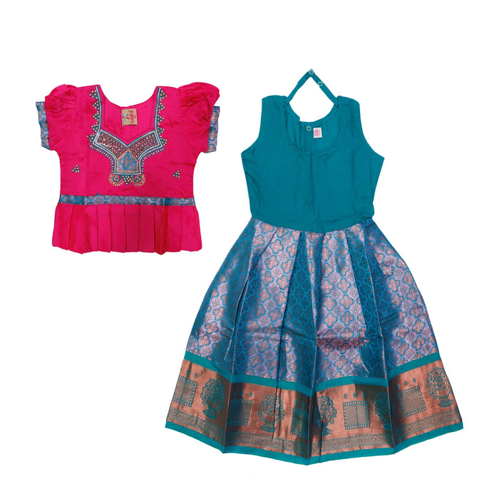 Pattu Pavadai Sattai Pair | Size 20/ Traditional Dress/ Skirt And Top For Baby Girls/ Assorted Colour