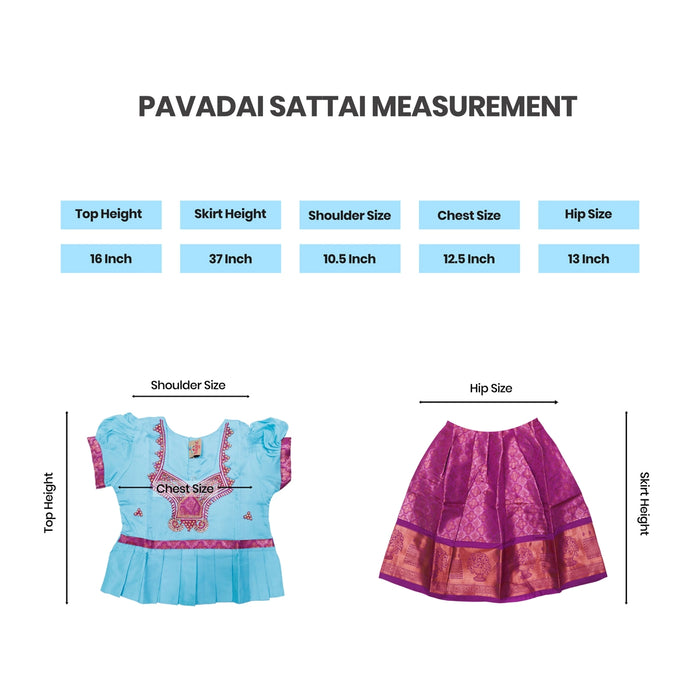 Pattu Pavadai Sattai Pair | Size 26 - 28/ Traditional Dress/ Skirt And Top For Baby Girls/ Assorted Colour